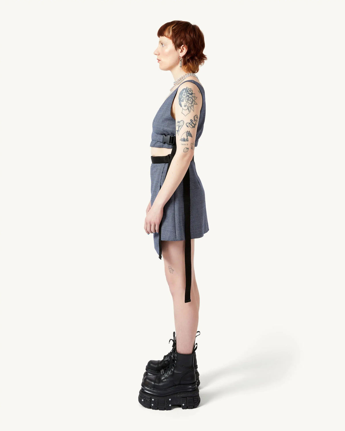 Wrap Skirt Mini | Blue Checkered
