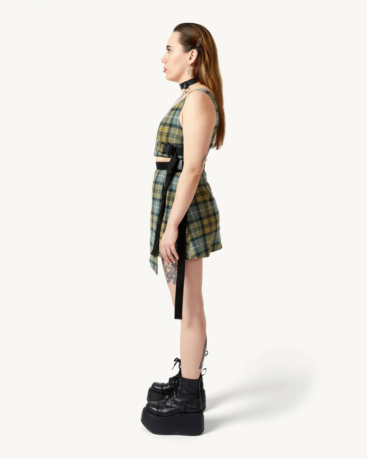 Wrap Skirt Mini | Grey Checkered
