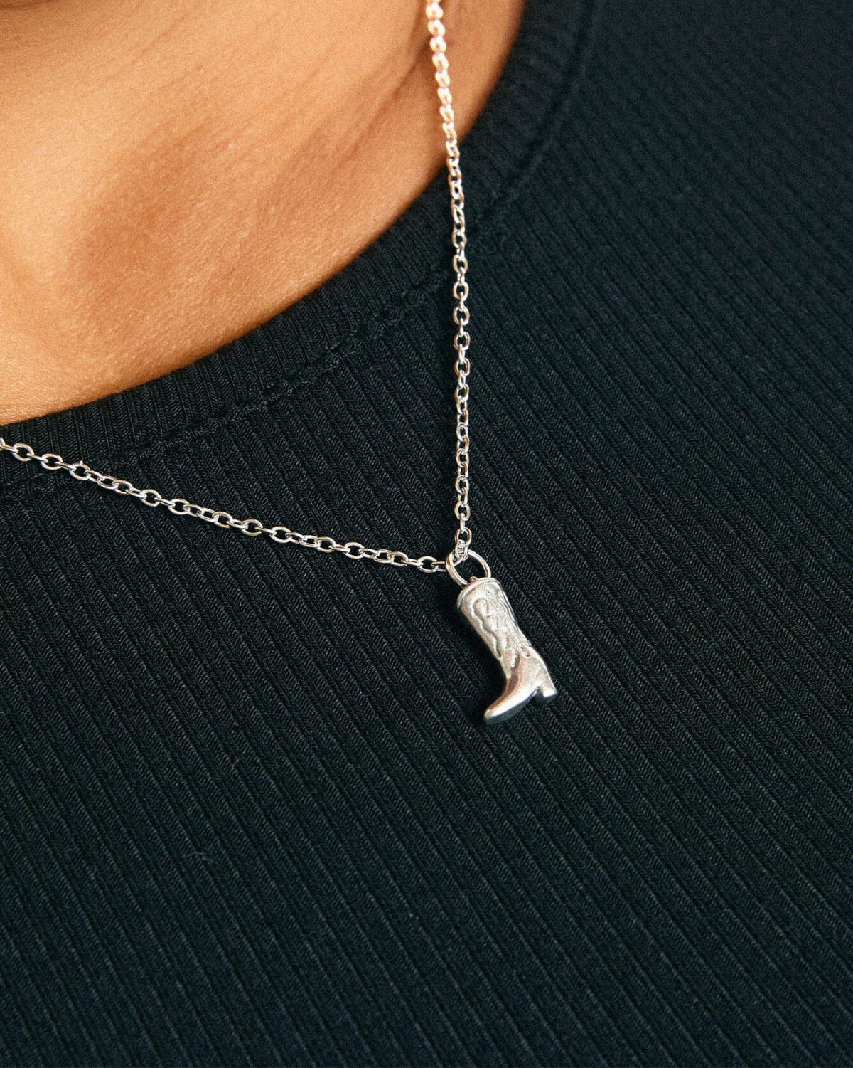 Cowboy Boot Necklace | Silver