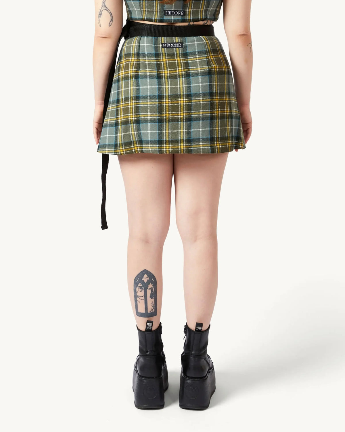 Wrap Skirt Mini | Grey Checkered