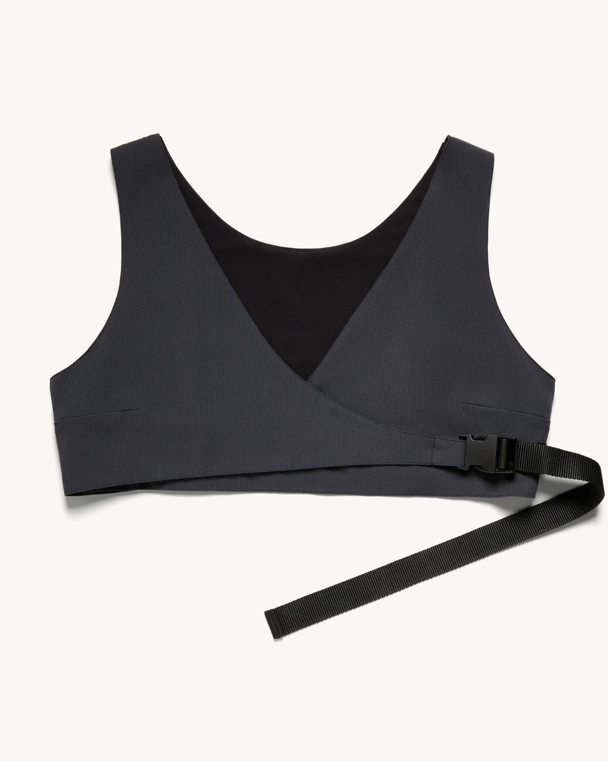 Wrap Top | Dark Grey with Stripes