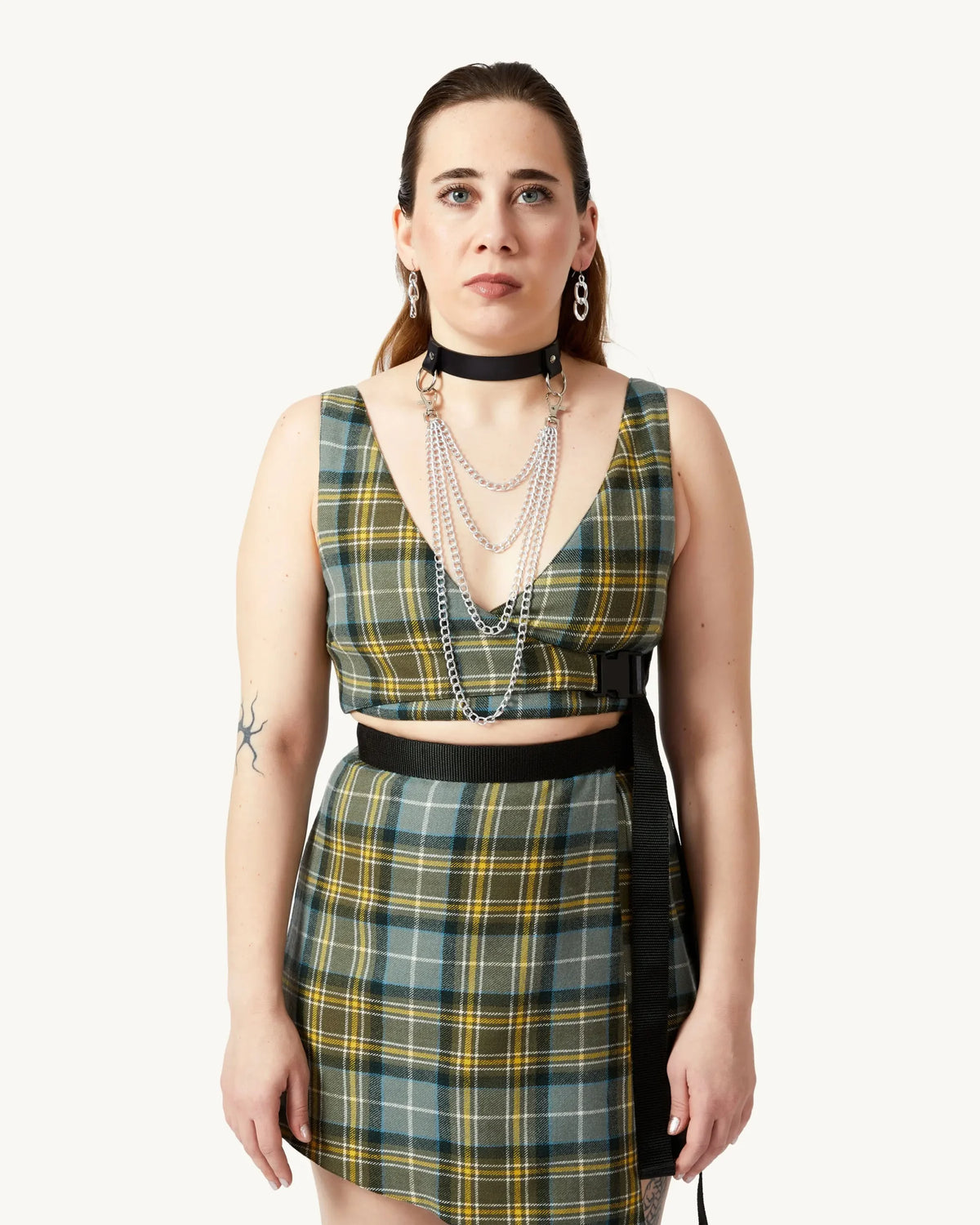 Wrap Top | Grey Checkered